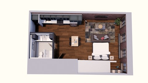 Floor plan for studio, 1 bath, 692 sqft